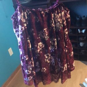 Lacey Floral Maroon Off The Shoulder Top